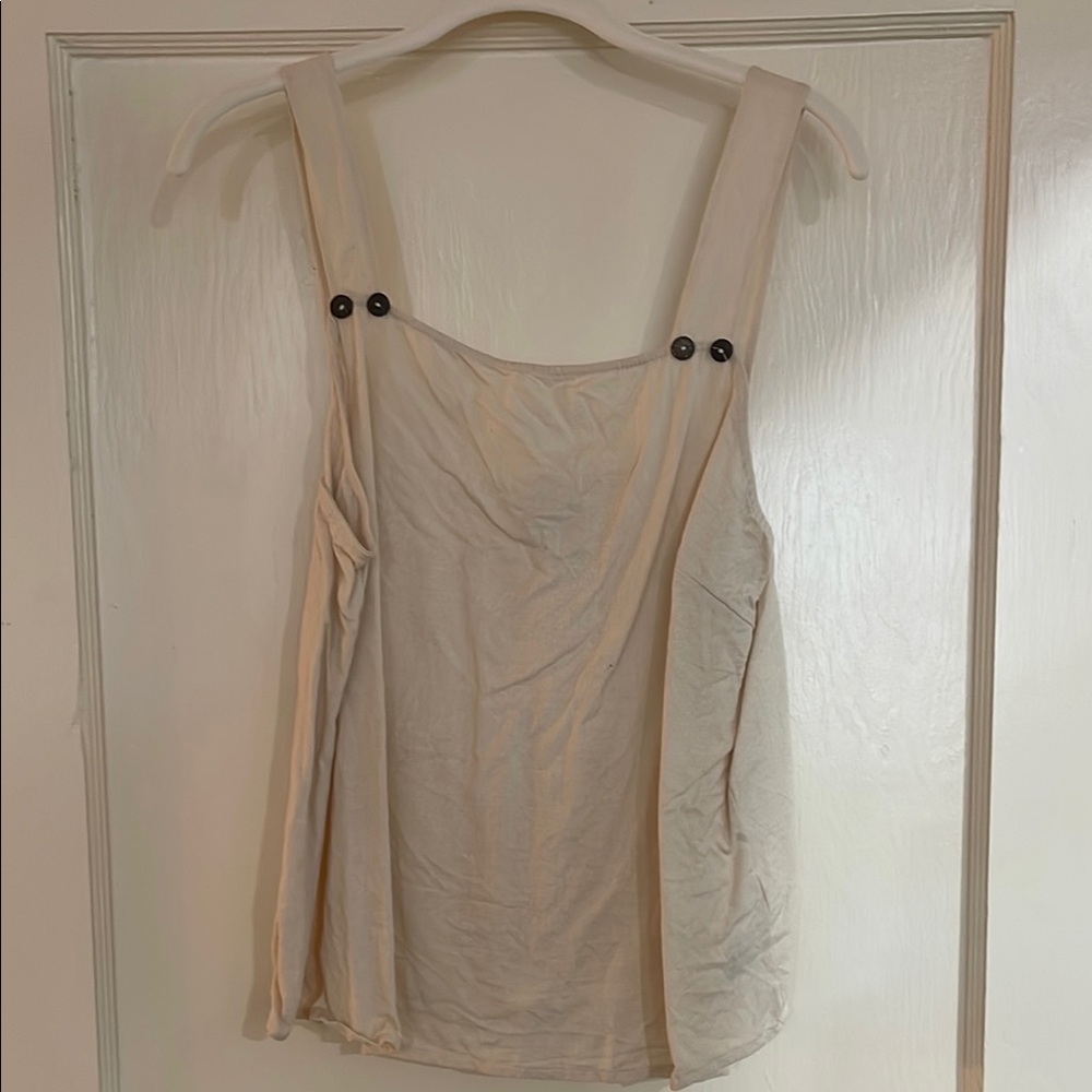 Cream Bustier Buttoned Tank Top
